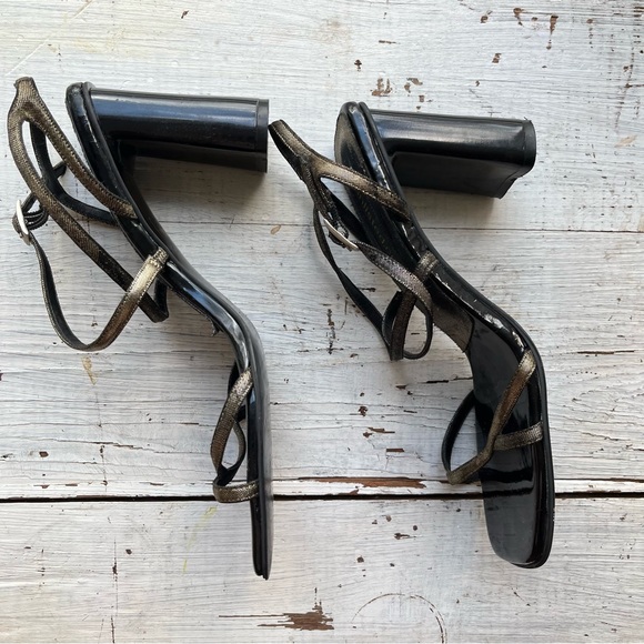 Vintage Y2K unlisted Metallic Strappy Square Toe Chunky Heel - Picture 9 of 15